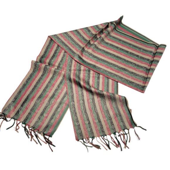 Vertical Striped Scarf Long Rectangular Polyester Light and Thin - NEW - Picture 6 of 7